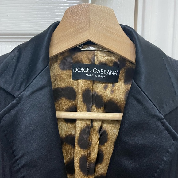 VINTAGE DOLCE & GABBANA BLACK WOMEN'S JACKET WITH LEOPARD LINING - Picture 14 of 16